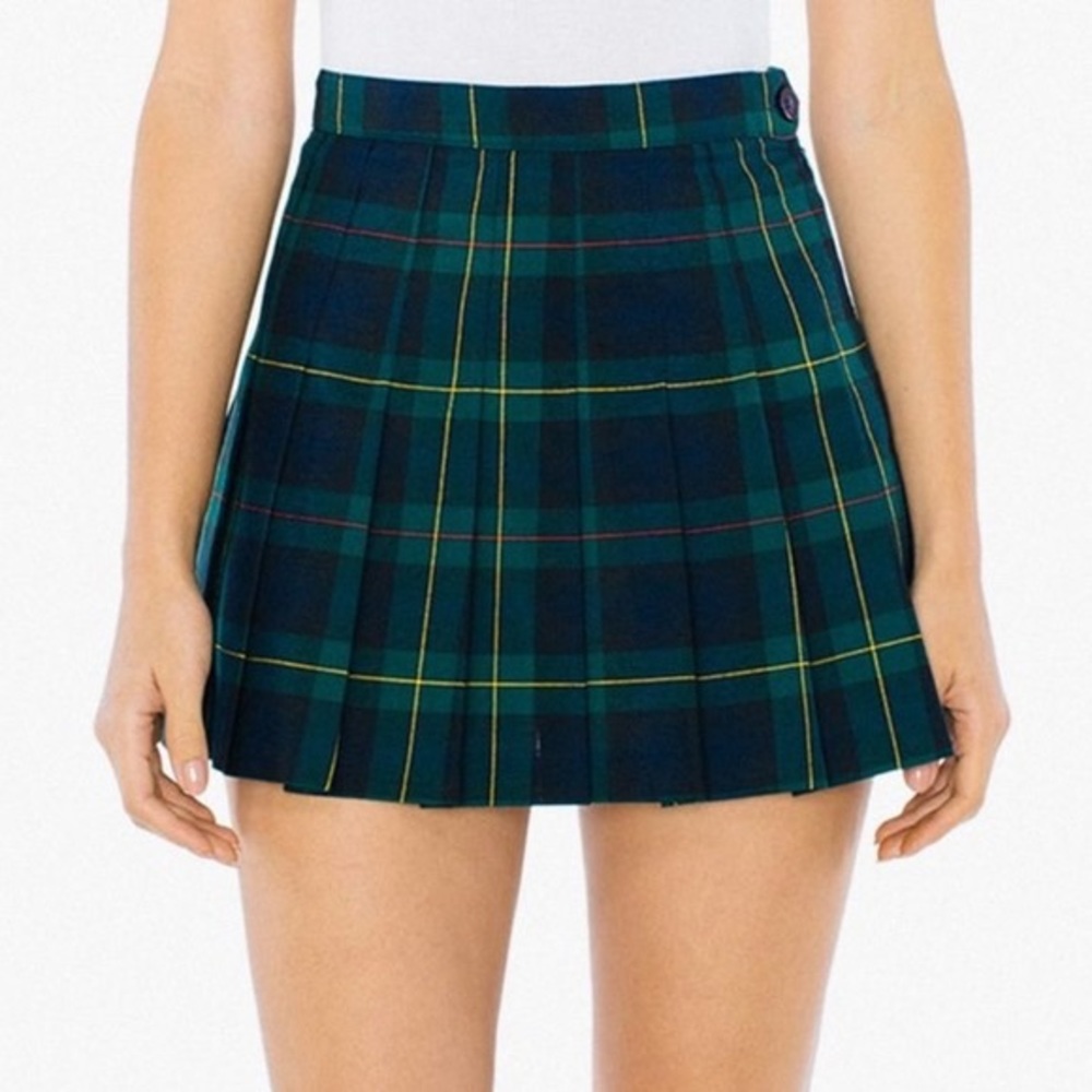 American Apparel NWT Green Plaid Skirt